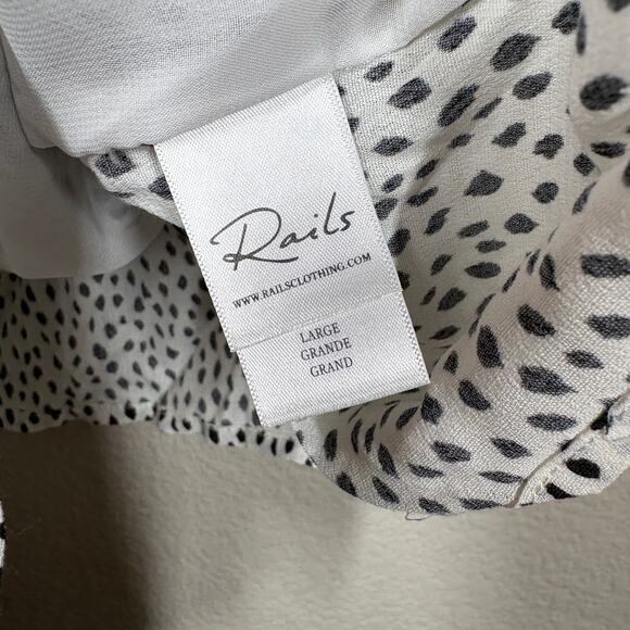 Rails Size Large Aubry Button Down Cami Top White Gray Spotted Spaghetti Straps - Picture 10 of 11